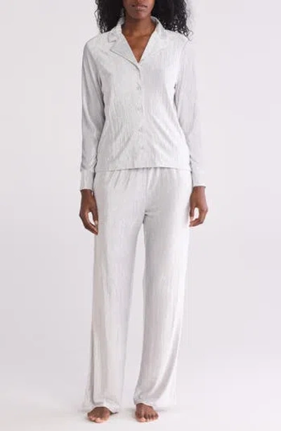 Danskin Crinkled Velour Long Sleeve Top & Pants Pajamas In Vapor Blue