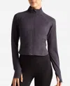 Danskin Cropped Melange Jacket In Black Salt Heather In Multi