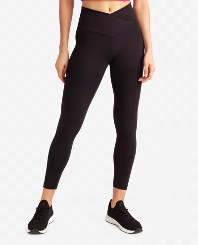 Danskin Crossover Waist 7/8 Leggings In Black Salt