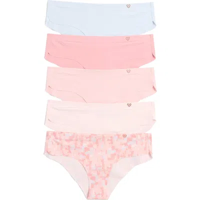 Danskin Dolphin Leg 5-pack Assorted Hipsters In Solid Hearts