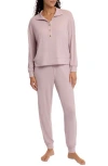 Danskin Double Sided Rib Long Sleeve Knit Pajamas In Lilac