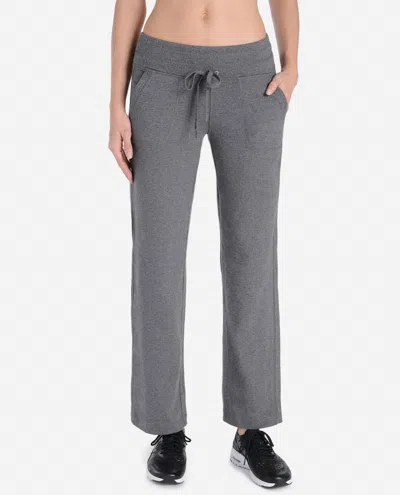 Danskin Plus Size Essentials Drawcord Pants In Charcoal Grey Heather In Gray