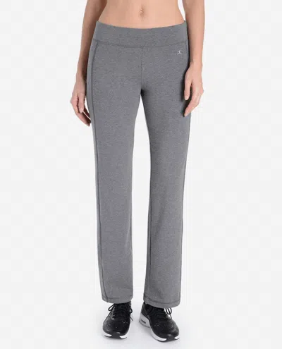 Danskin Plus Size Essentials Yoga Pants In Charcoal Grey Heather In Gray
