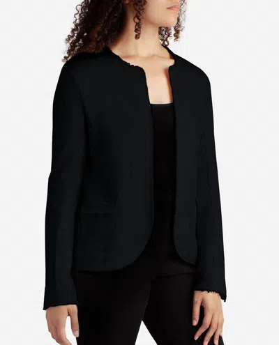 Danskin Frayed Edge Open Jacket In Black