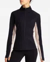 Danskin Full-zip Colorblocked Yoga Jacket In Black Salt And Atmosphere In Multi