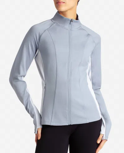 Danskin Full-zip Colorblocked Yoga Jacket In Dsk Nebula And Gray Dawn In Multi