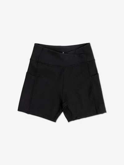 Danskin Kids'  Girls Ribbed High Waist V Shape Waistband Shorts In Black