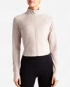 Danskin Heather Cropped Melange Jacket In Atmosphere Heather In Multi