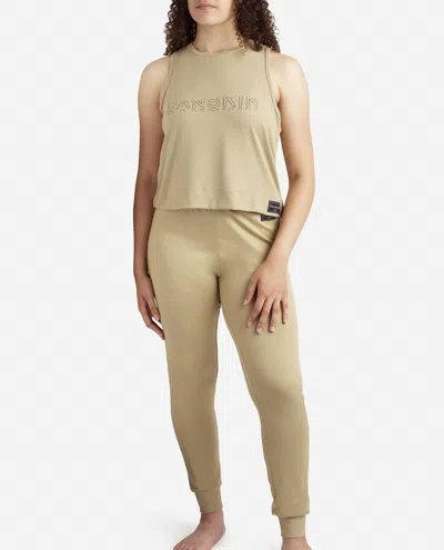 Danskin High Neck Tank Sleep With Jogger Set In Light Camo In Gray