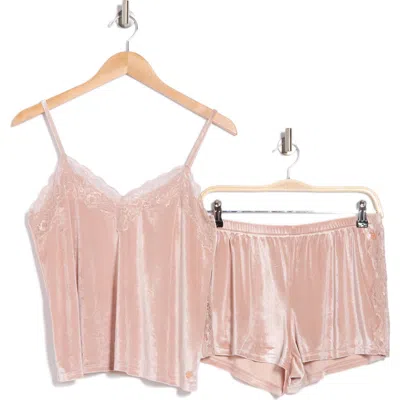 Danskin High Shine Velour Camisole & Shorts Pajamas In Shadow Gray