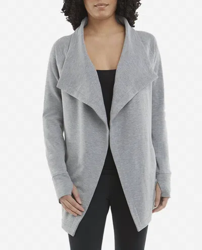 Danskin Interlock Cozy Wrap Jacket In Medium Grey Heather