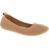 Danskin Knit Ballerina Flat In Camel