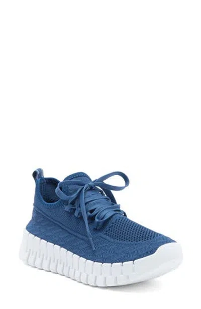 Danskin Lace-up Knit Sneaker In Steel Blue