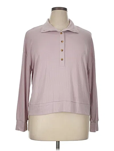 Pre-owned Danskin Long Sleeve Polo Shirt In Pink