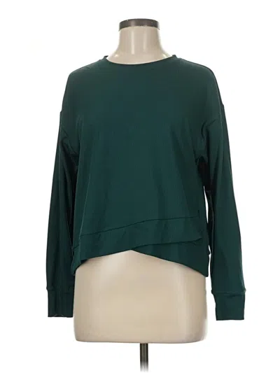 Pre-owned Danskin Long Sleeve Top Green Crew Neck Tops