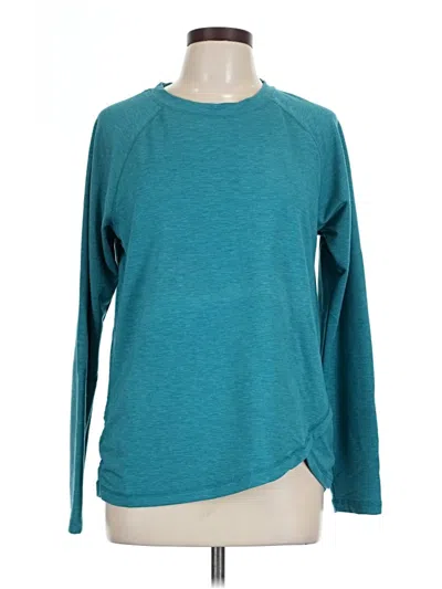 Pre-owned Danskin Long Sleeve Top Teal Crew Neck Tops