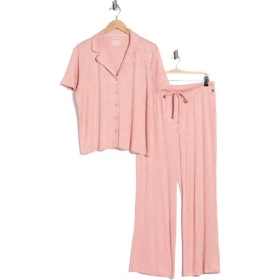 Danskin Notched Top Long Pajamas In Pink