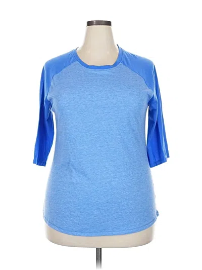 Pre-owned Danskin Now 3/4 Sleeve T-shirt In Blue