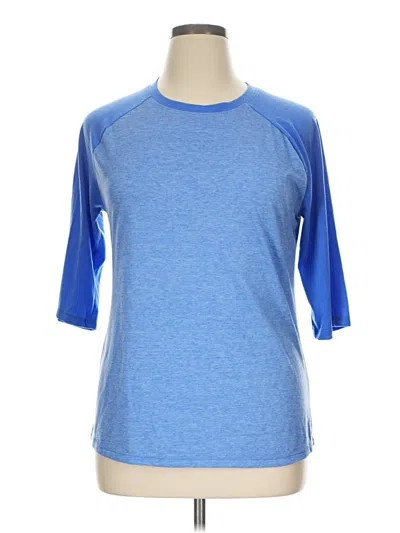 Pre-owned Danskin Now 3/4 Sleeve Top Blue Crew Neck Tops