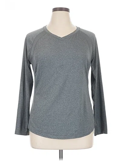 Pre-owned Danskin Now Long Sleeve Top Gray V-neck Tops