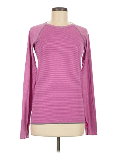 Pre-owned Danskin Now Long Sleeve Top Purple Crew Neck Tops