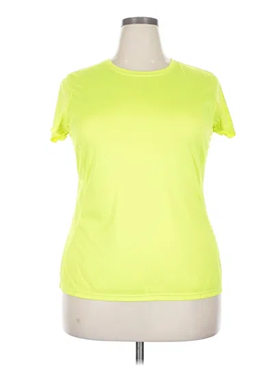 Pre-owned Danskin Now Short Sleeve Top Yellow Mock Neckline Tops