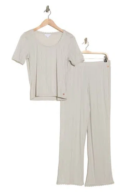Danskin Pointelle Knit Pajamas In Sage Mist