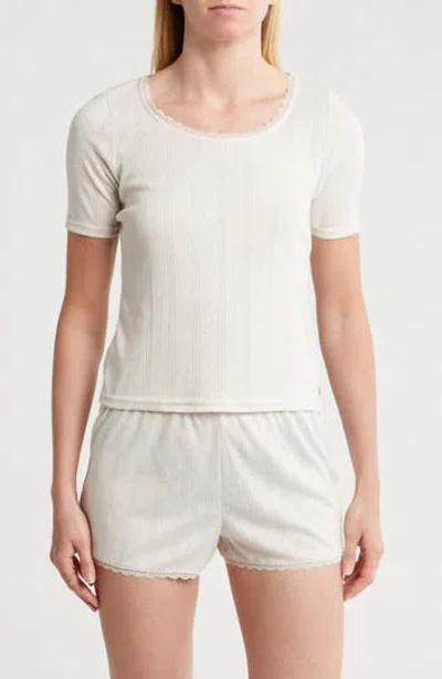 Danskin Pointelle Stripe Pajamas In Dune Dust