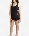 Danskin Racerback Tank Sleep Set With Shorts In Black In Black