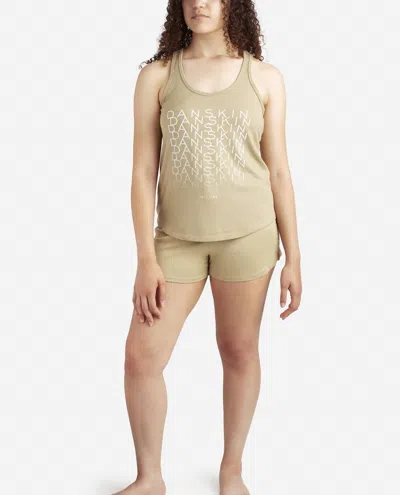 Danskin Racerback Tank Sleep With Shorts Set In Light Camo In Neutral
