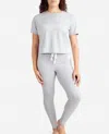 Danskin Ribbed Boxy Raglan Tee Sleep Set With High Waisted Leggings In Rainstorm