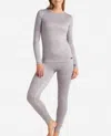 Danskin Ribbed Hacci Crew Neck Layering Set With Leggings In Sleet Heather