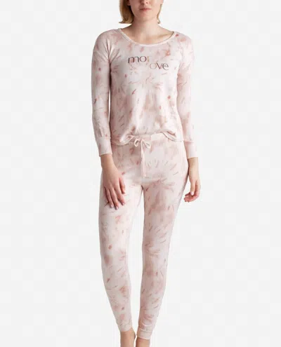 Danskin Ribbed Hacci Sleep Set With Jogger In Tawny Tie Dye In Multi
