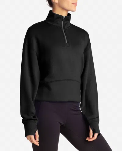 Danskin Scuba Corset Half-zip Jacket In Black Salt