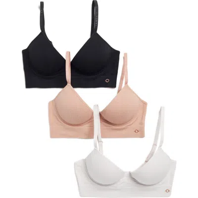Danskin Seamless 3-pack Molded Balconette Bras In Veil/sugar/black