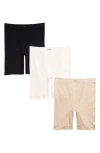 Danskin Seamless 3-pack Slip Shorts In Tan/ Afterglow/ Black