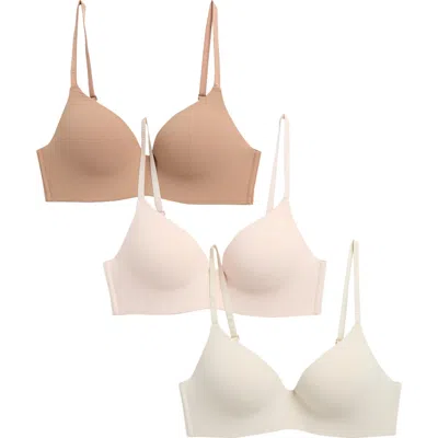 Danskin Set Of 3 Assorted Wirefree Bras In White