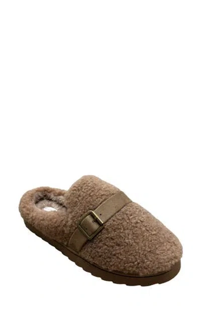 Danskin Sherpa Microsuede Belt Scuff Slipper In Latte