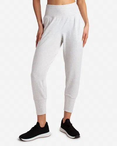 Danskin Slim Tapered Jogger In Oatmeal Heather In White