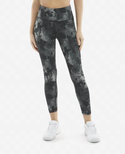 Danskin Spray Floral 7/8 Leggings In Black/grey In Multi