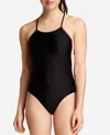 Danskin Strappy Halter Mesh Leotard One Piece In Rich Black In Black