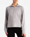 Danskin Supersoft Quarter Zip Pullover Sweatshirt In Silver Melange In Multi