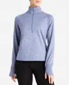 Danskin Supersoft Quarter Zip Pullover Sweatshirt In Stonewash Melange In Multi