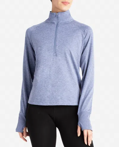 Danskin Supersoft Quarter Zip Pullover Sweatshirt In Stonewash Melange In Multi