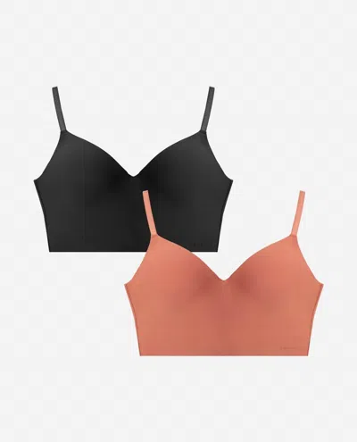 Danskin Women's 2-pack Laser Lounge Hidden Cup Molded Bra In Copper Glaze Multicolor