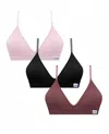 Danskin Women's 3-pack Recycled Seamless Ribbed Bralette In Coconut Shell Multicolor In Multi