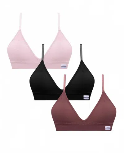 Danskin Women's 3-pack Recycled Seamless Ribbed Bralette In Coconut Shell Multicolor