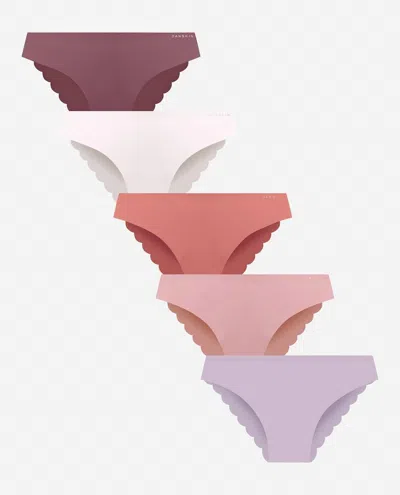 Danskin Women's 5-pack Laser Tanga Panty In Blush Linen Multicolor