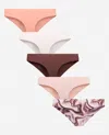 Danskin Women's 5-pack Nylon Laser Bikini Underwear In Geode Marble Multicolor