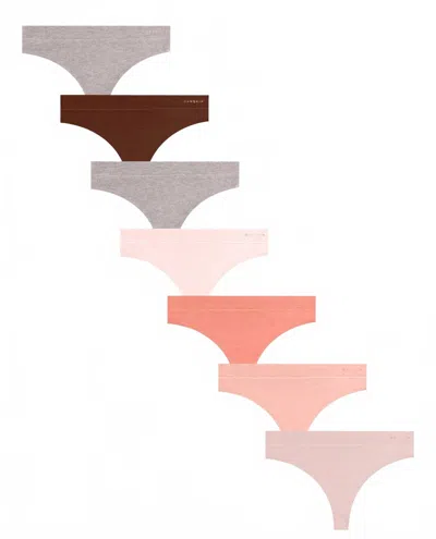Danskin Women's 7-pack Rayon Spandex Thong Underwear In Copper Glaze Multicolor